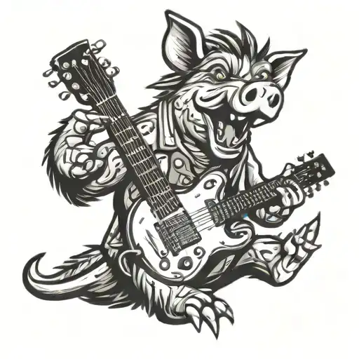 Friendly Boar Playing Electric Guitar