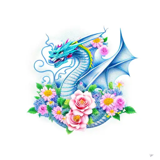 Dragon With Flowers Soft Look