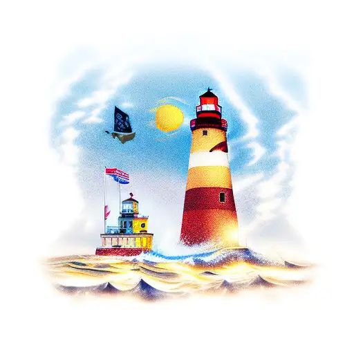 Lighthouse And Jolly Roger