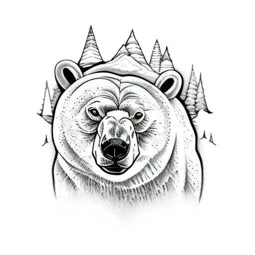 Polar Bear With Mountains