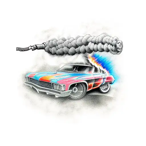 Car With Burning Exhaust