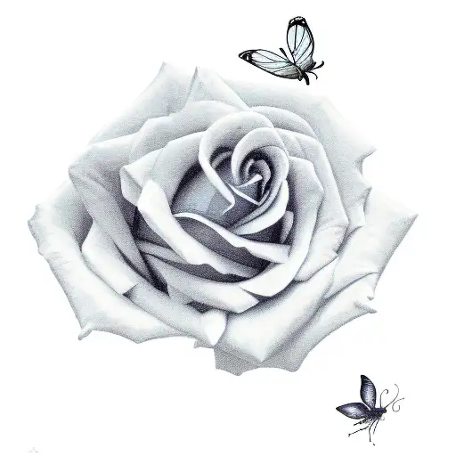 Rose With Small Butterfly
