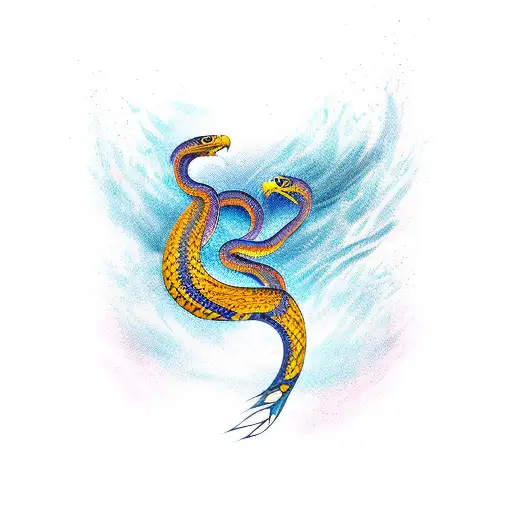 Eagle Catched A Snake