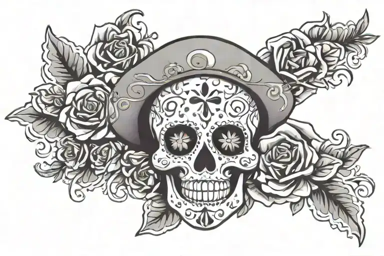 Mexican Sugar Skull Surrounded