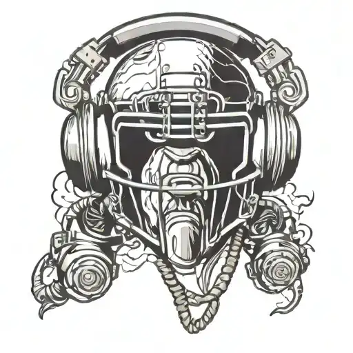 American Football Ball With A Headset