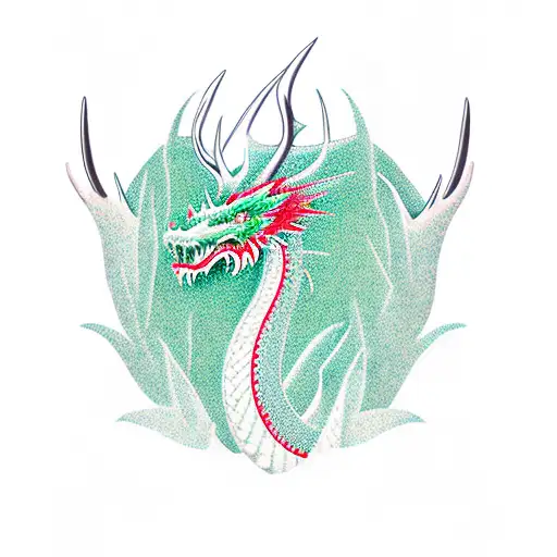 Green Nature Dragon With Antlers