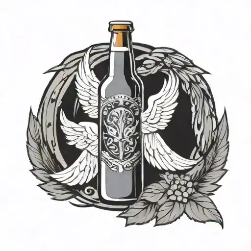 Beer Bottle With Angel Wings And Halo