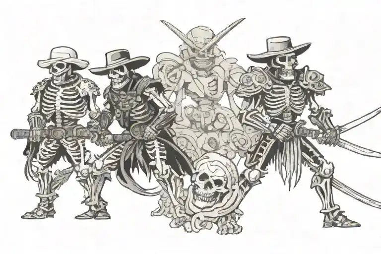 Skeleton Cowboy And Skeleton Samurai Having A Stand-off