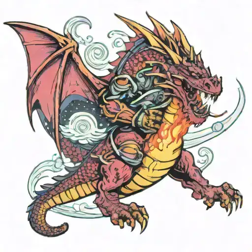 A Cosmic Firefighter Battling A Fire-breathing Dragon In Space