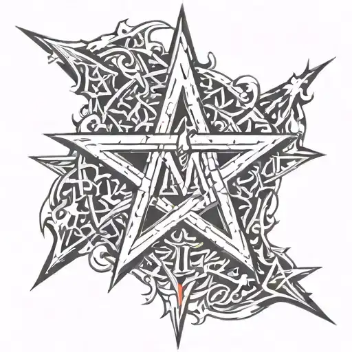 Pentagram With Big Letters Nm In It