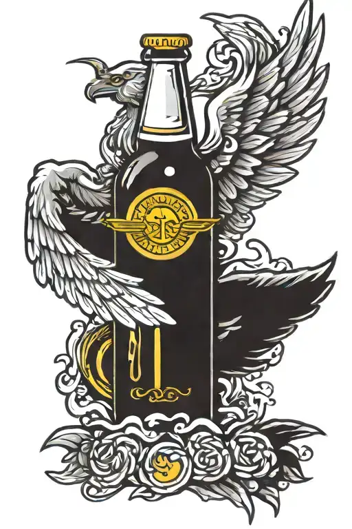 Beer Bottle With Angel Wings And Halo