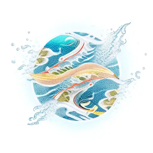 An Ocean Scene With Waves Crashing Against A Casino Chip Floating On The Water