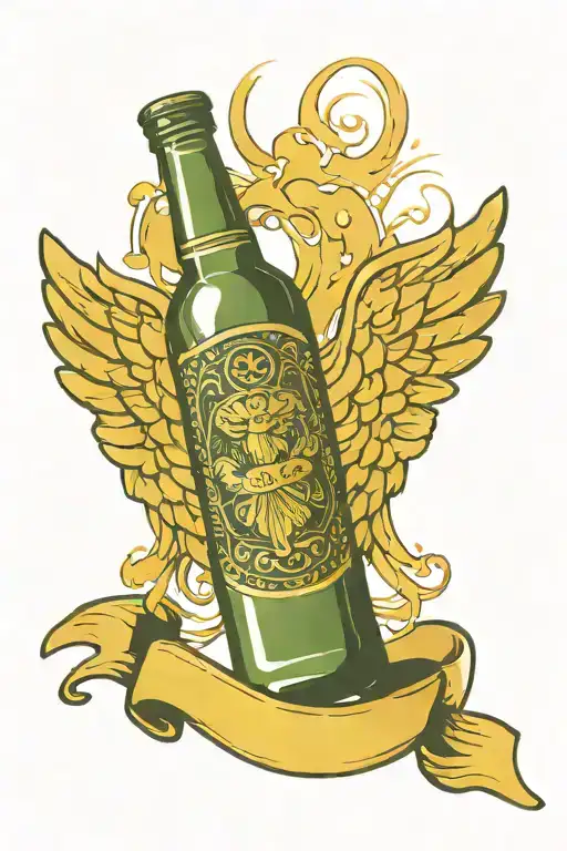 Beer Bottle With Angel Wings And Halo