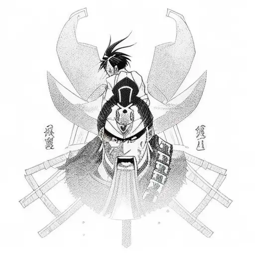 An Anime-inspired Design Featuring A Strong Samurai Defending Their Loved Ones