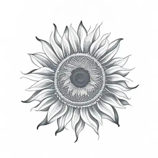 A Sunflower Background With Mountains Infront