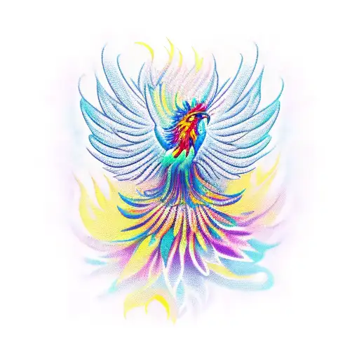 A Phoenix Rising From A Chrysanthemum Surrounded By Musical Notes