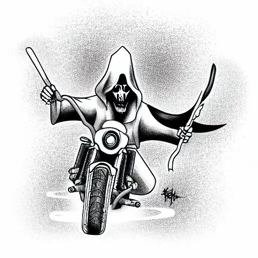 Grim Reaper Riding A Harley