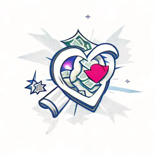 Shooting Star With Money And A Heart With A Bandage