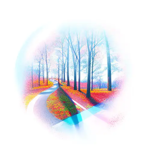 A Winding Road Leading Into A Vibrant Red Sunset