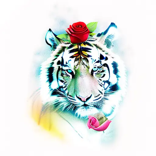 Tiger With A Rose