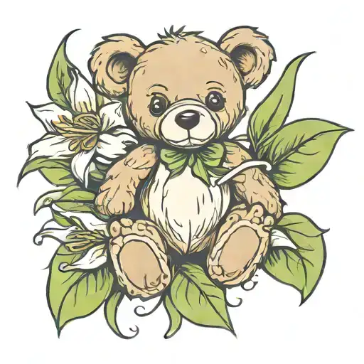 Teddy Bear With Lillies