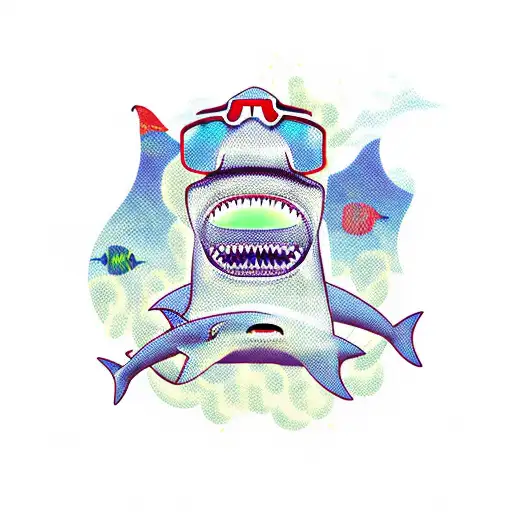 Shark Wearing Sunglasses And Hawaiian Shirt Drinking Beer