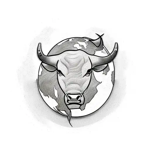 A Tattoo With A Bull With An Earth In The Background That Says The World Is Yours