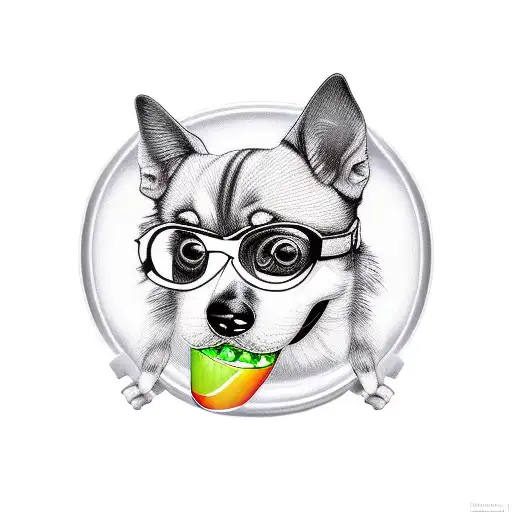 Funny Dog With A Bone In Her Mouth