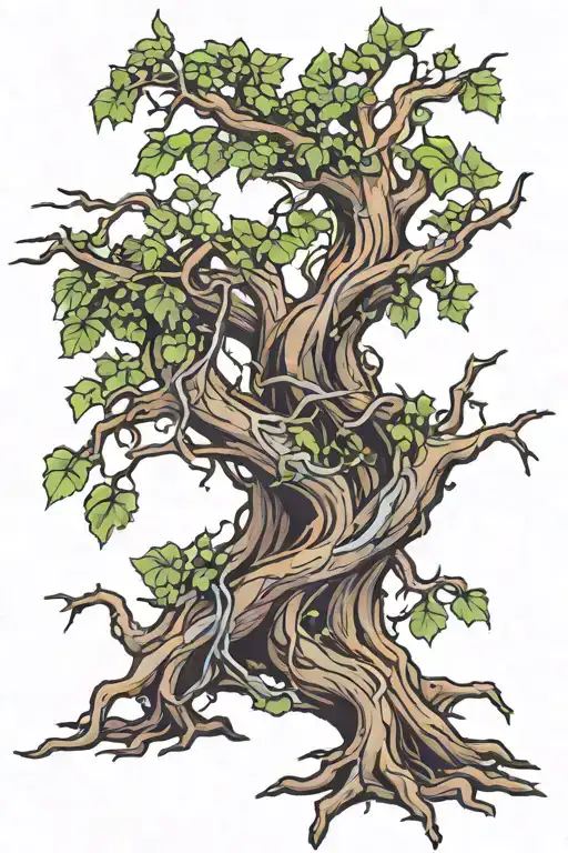 Dead Tree With Ivy Vines Trailing