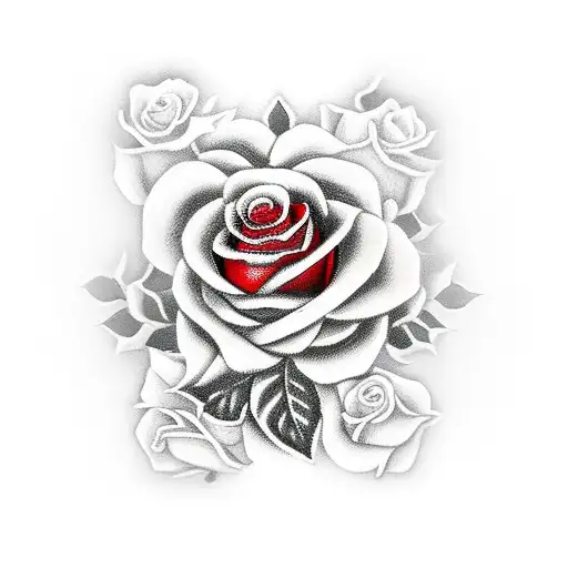 Red Goth Cross And Fire With Roses