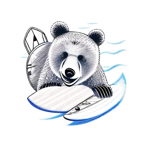 Bear With Surfboard
