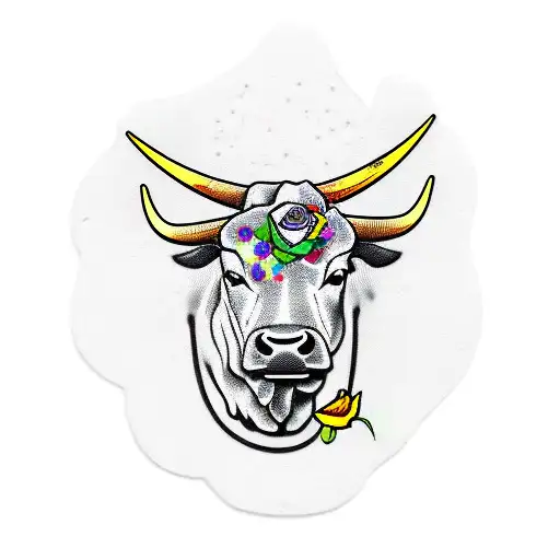 Bull With A Cross On It A Semicolon And A Rose