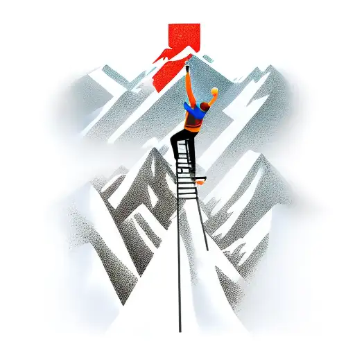 Man Climbing Mountain Of Struggles