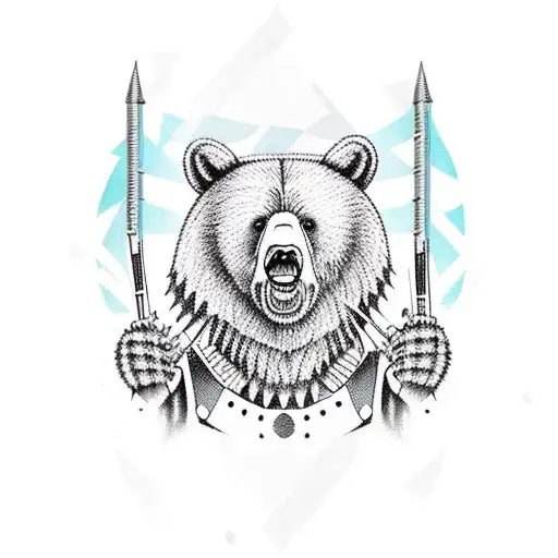 A Fierce Warrior Bear Playing A Musical Instrument