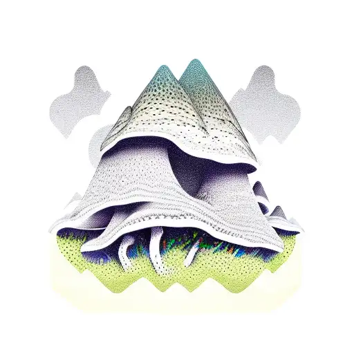 A Psychedelic Mushroom Growing In The Shape Of A Mountain Range