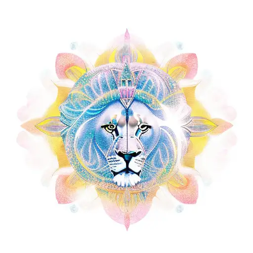 Goddess With Lion Sun In Background