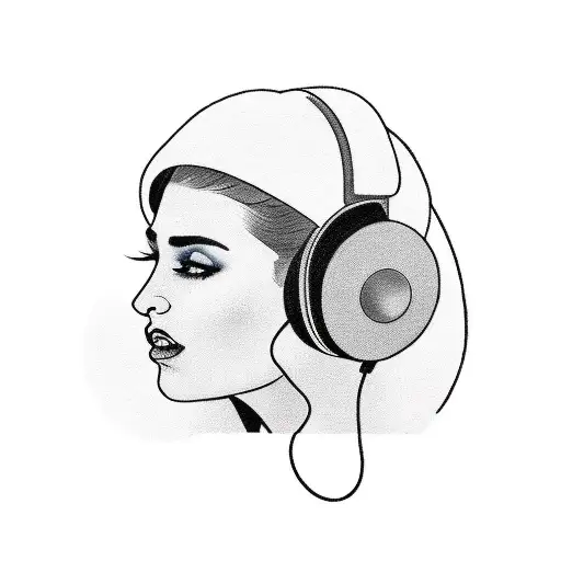 A Smoking Woman With Headphones Listening To Music