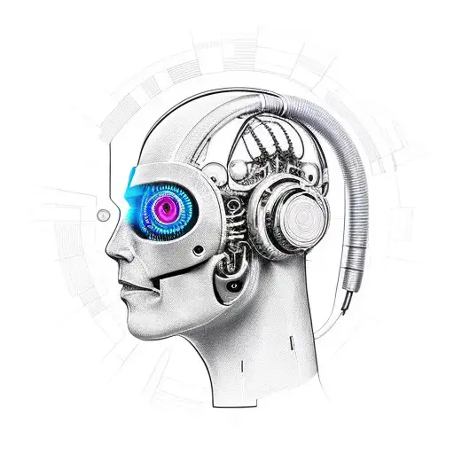 Cyberpunk Cybernetic Head Being Brought To Life