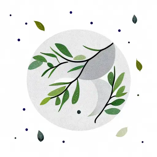 Moon Behind Olive Leaves