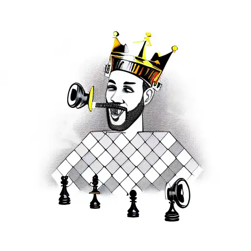 A Chess King Wearing Headphones And Playing A Musical Instrument