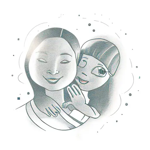 A New-school Design Of A Mother Holding Her Daughter's Hand