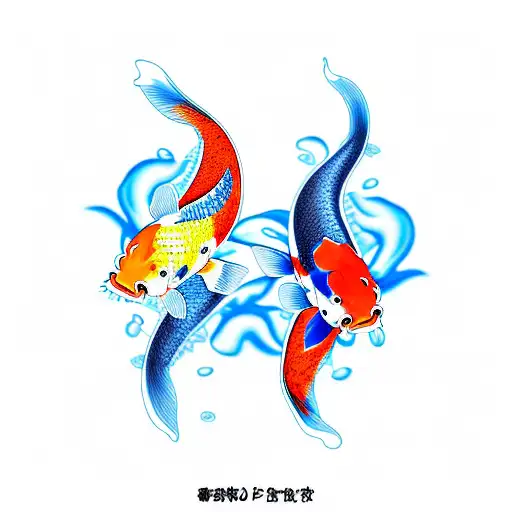 2 Koi Fish Orange And Blue