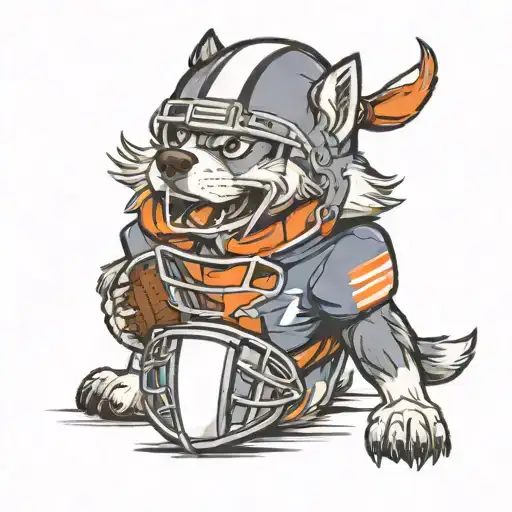 Husky Wearing Football Helmet