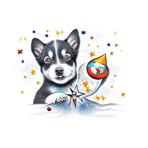 Dog Playing With Shooting Star