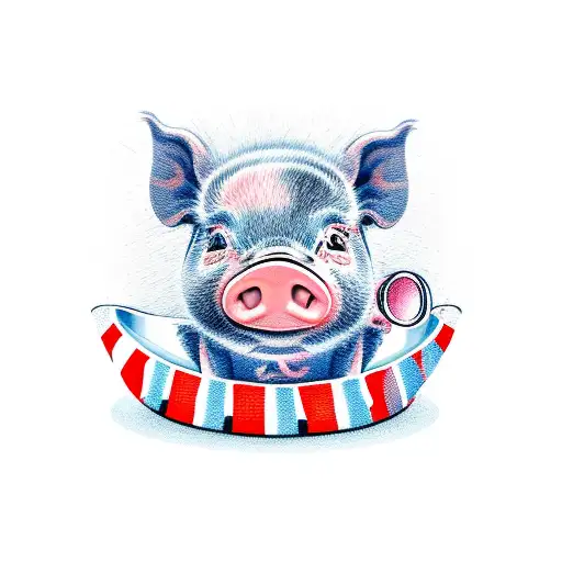 A Cartoon Baby Pig Popping Out Of A Beer Mug