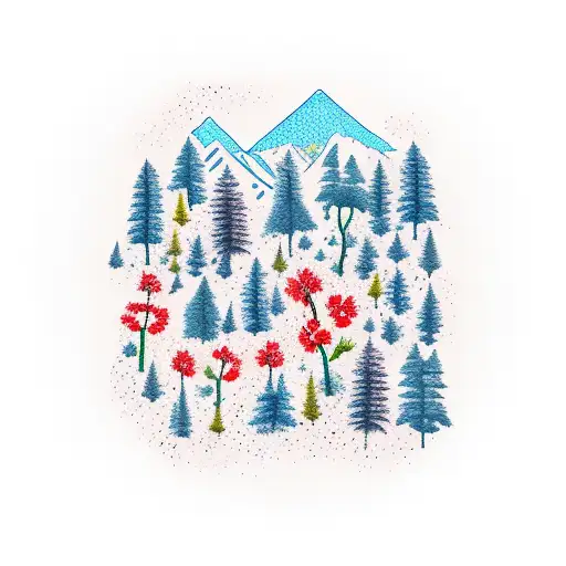 Mountain And Flowers