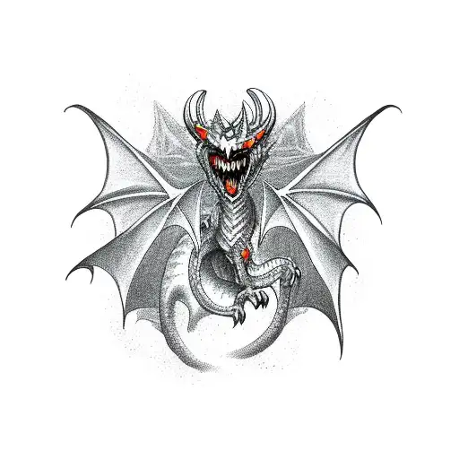Midevil Dragon Carrying Skull