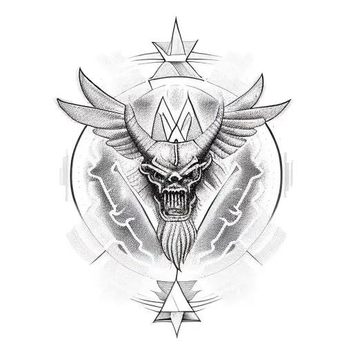 A New-school Tattoo Incorporating Symbols Of God And Art In A Unique And Abstract Way