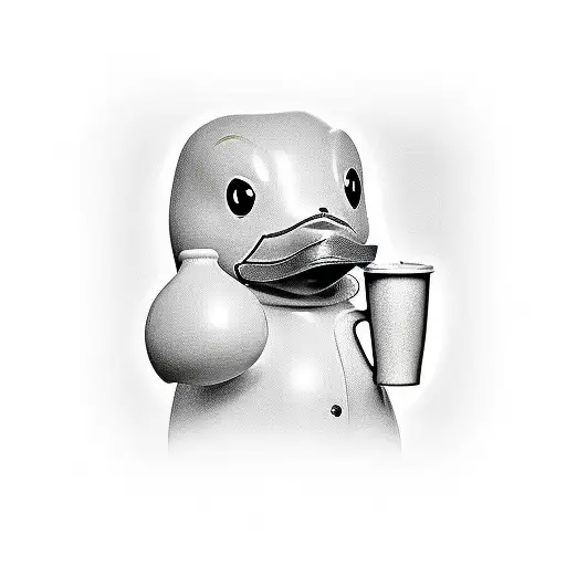 Rubber Duck Holding A Coffee Mug