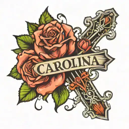 Rose And Cross With The Name Carolina